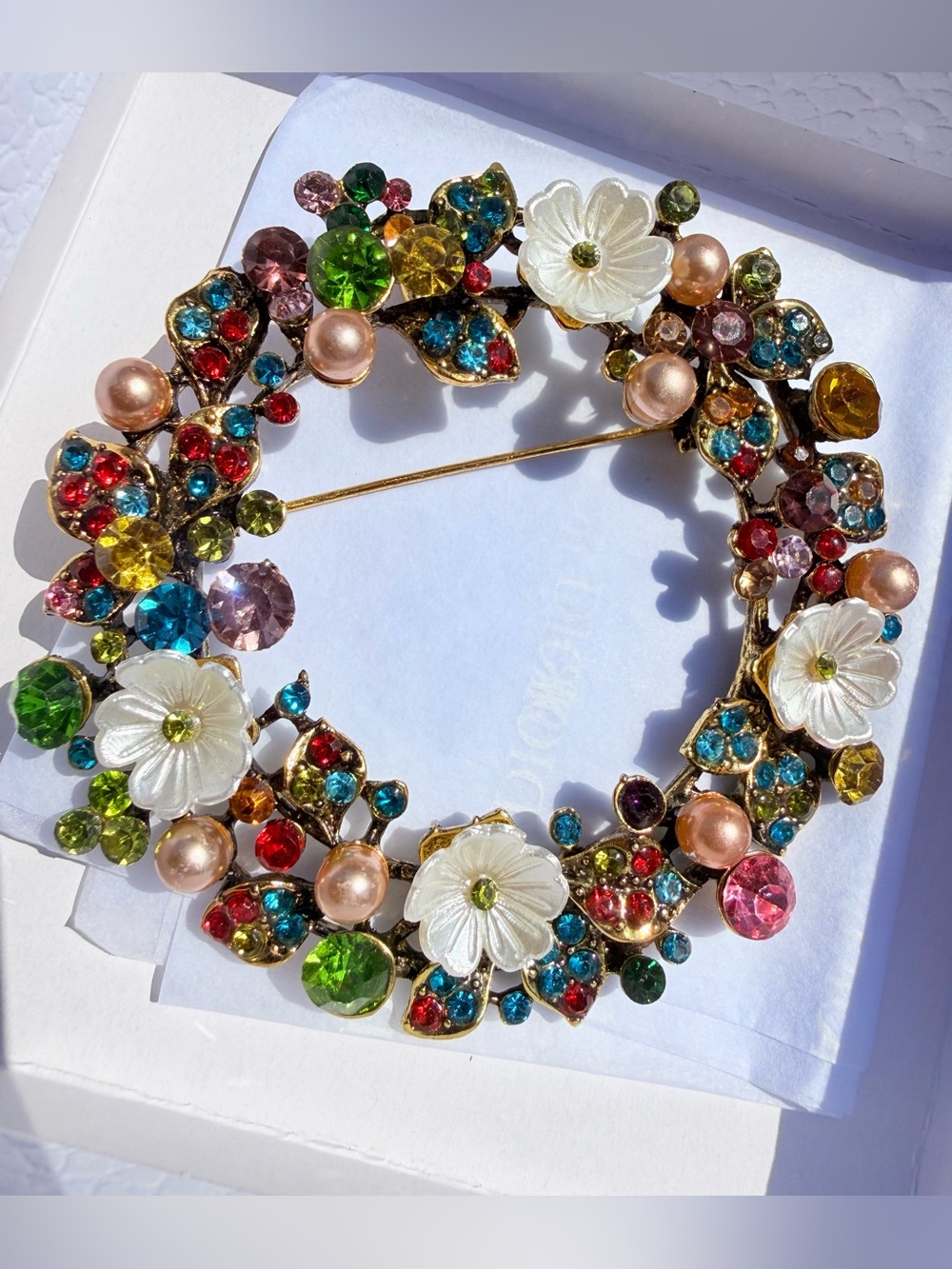 Luxe Crystal Floral Wreath Brooch Pin | Multi-Way Statement Pin NWOT